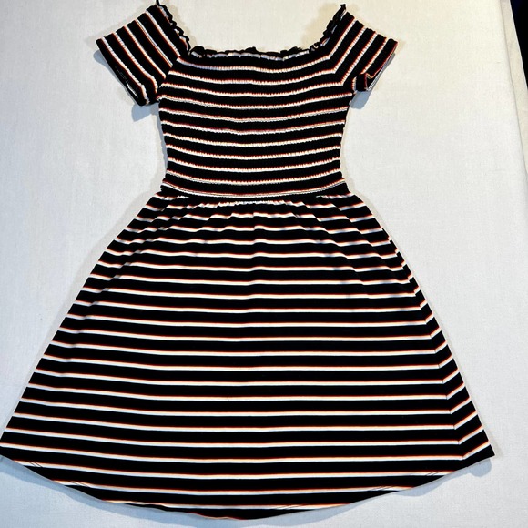 Hollister Dresses & Skirts - Hollister California Red Yellow White Black Striped Mini Micro Dress Woman's S